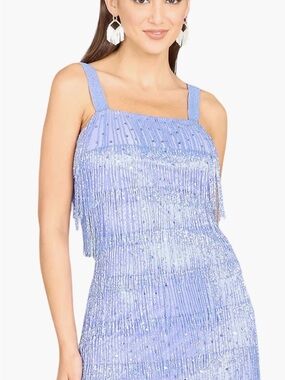 LARA Lavender Sequin Fringe Camisole Dress